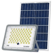 PROJETOR LED SOLARCOM CAMERA DE VIGILANCIA WIFI E P/ EXTERIOR 100W